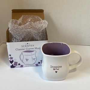 Scentsy classic curve coffee mug inspirational quotes white purple